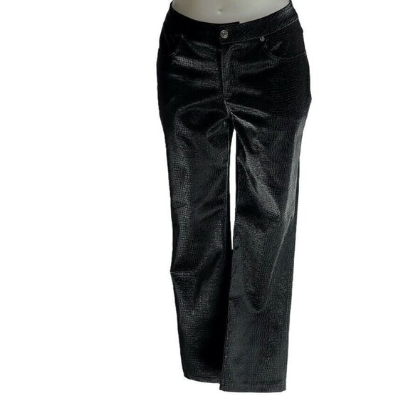 SALT Black Textured Faux Crocodile Pants Straight Leg Mid Rise Womens Size S - Picture 15 of 16